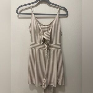 Striped Beige and White Romper